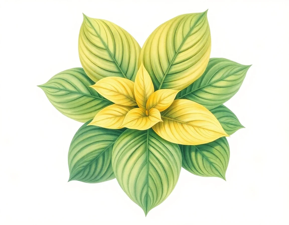Watercolor illustration of Hosta 'Magic Fire'
