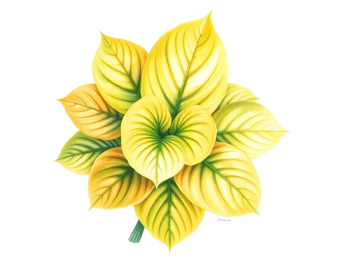 Watercolor illustration of Hosta 'Mama's Gold'
