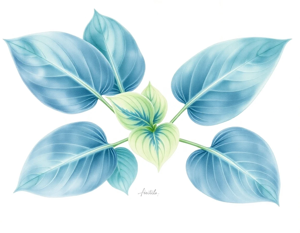 Watercolor illustration of Hosta 'Man on the Moon'