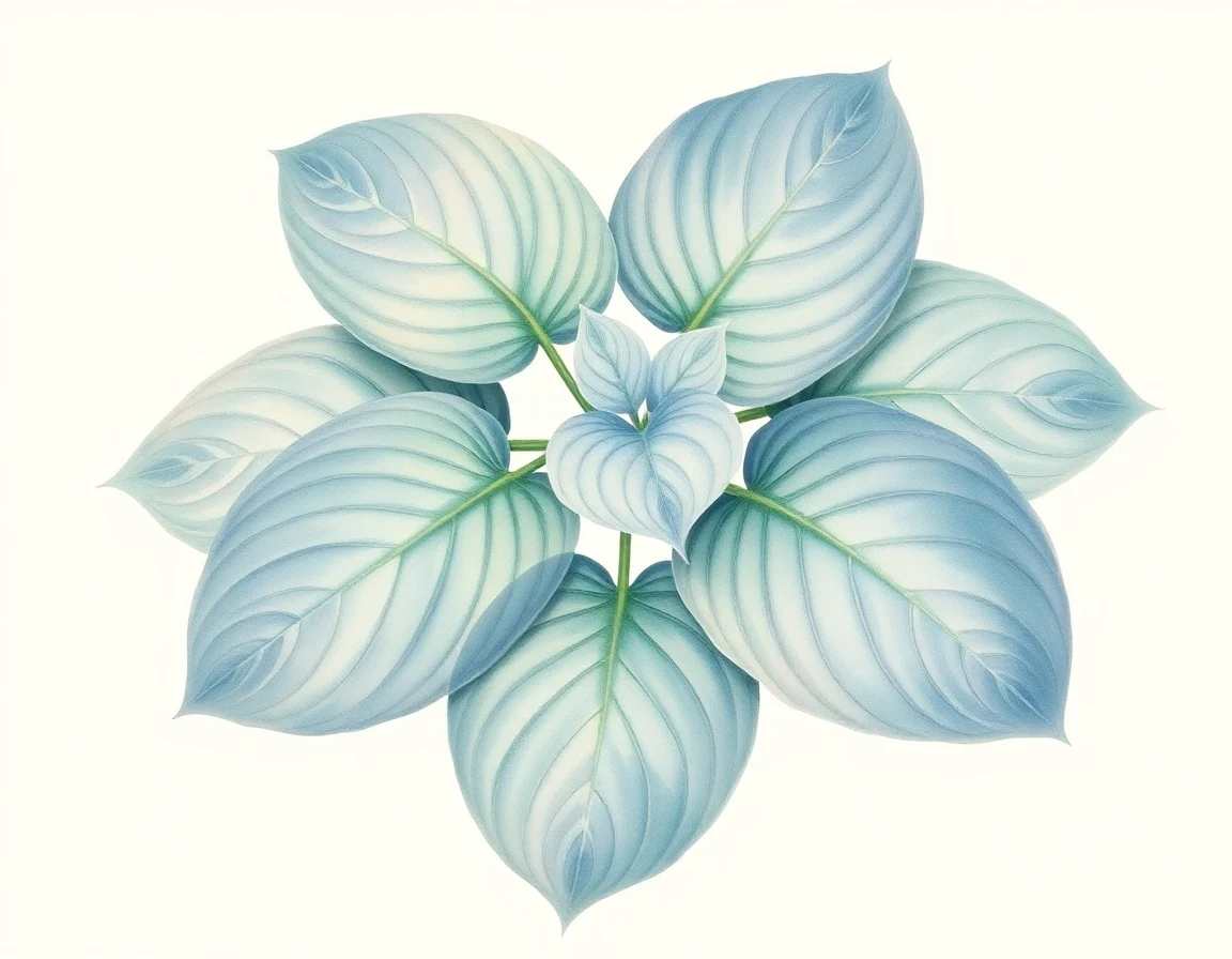 Watercolor illustration of Hosta 'Mandelbrot Set'