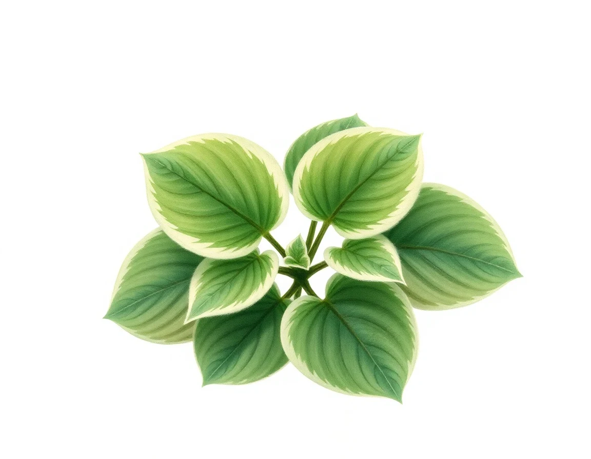 Watercolor illustration of Hosta 'Marble Rim'