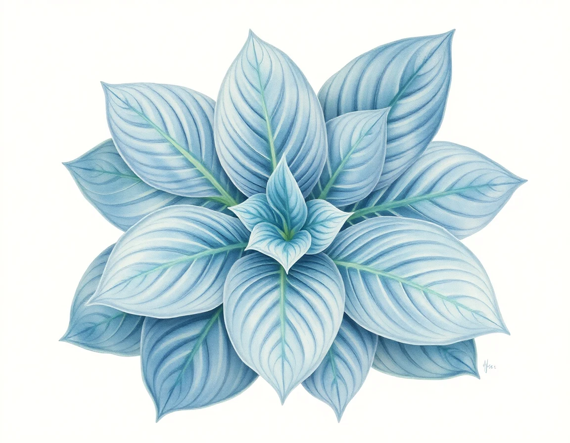 Watercolor illustration of Hosta 'Marie Curie'