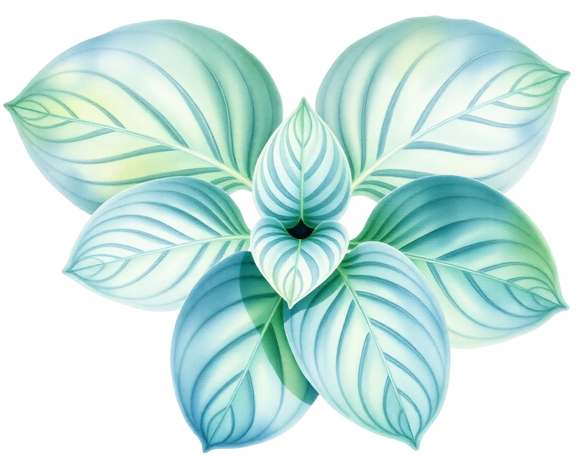 Watercolor illustration of Hosta 'Marilyn Monroe'