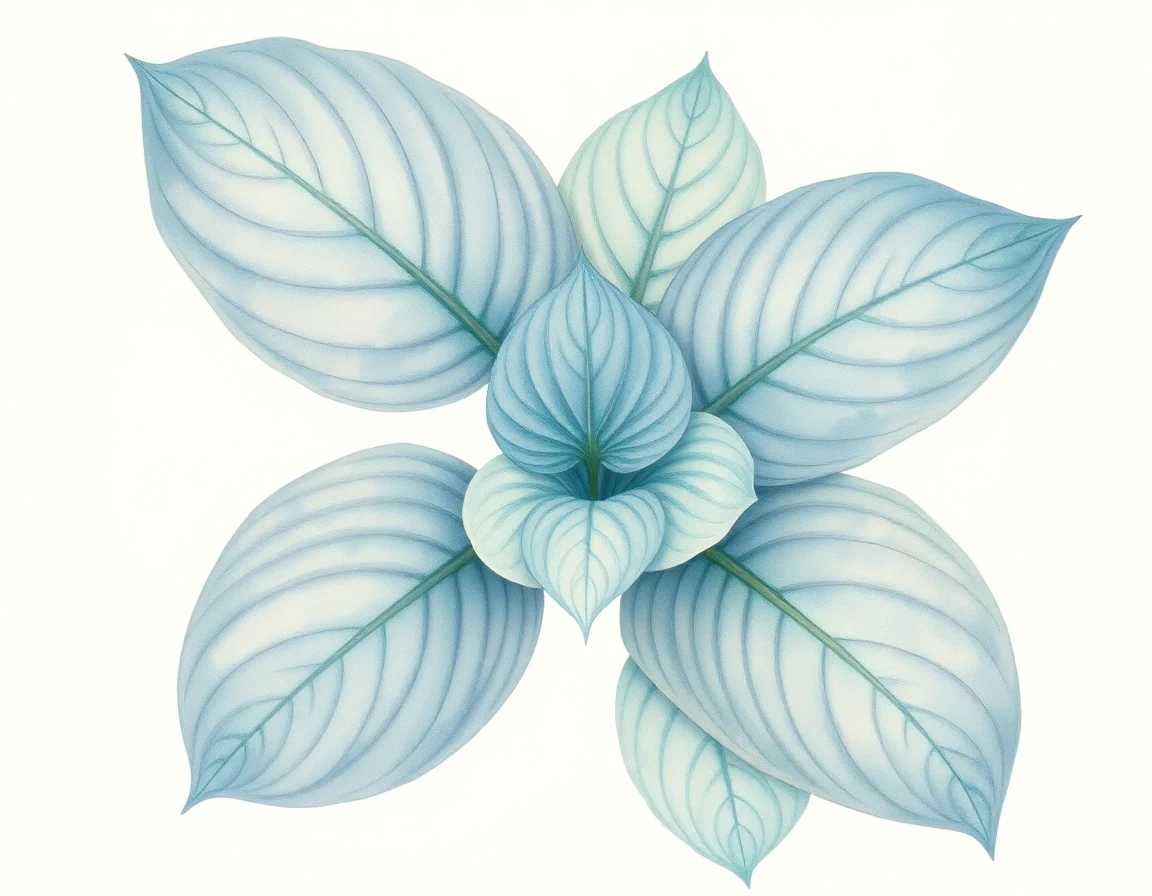 Watercolor illustration of Hosta 'Marlu's Marshall'