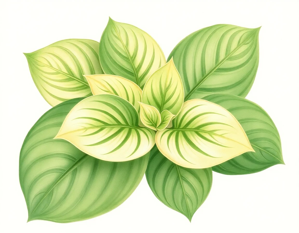 Watercolor illustration of Hosta 'Martin Van Buren'