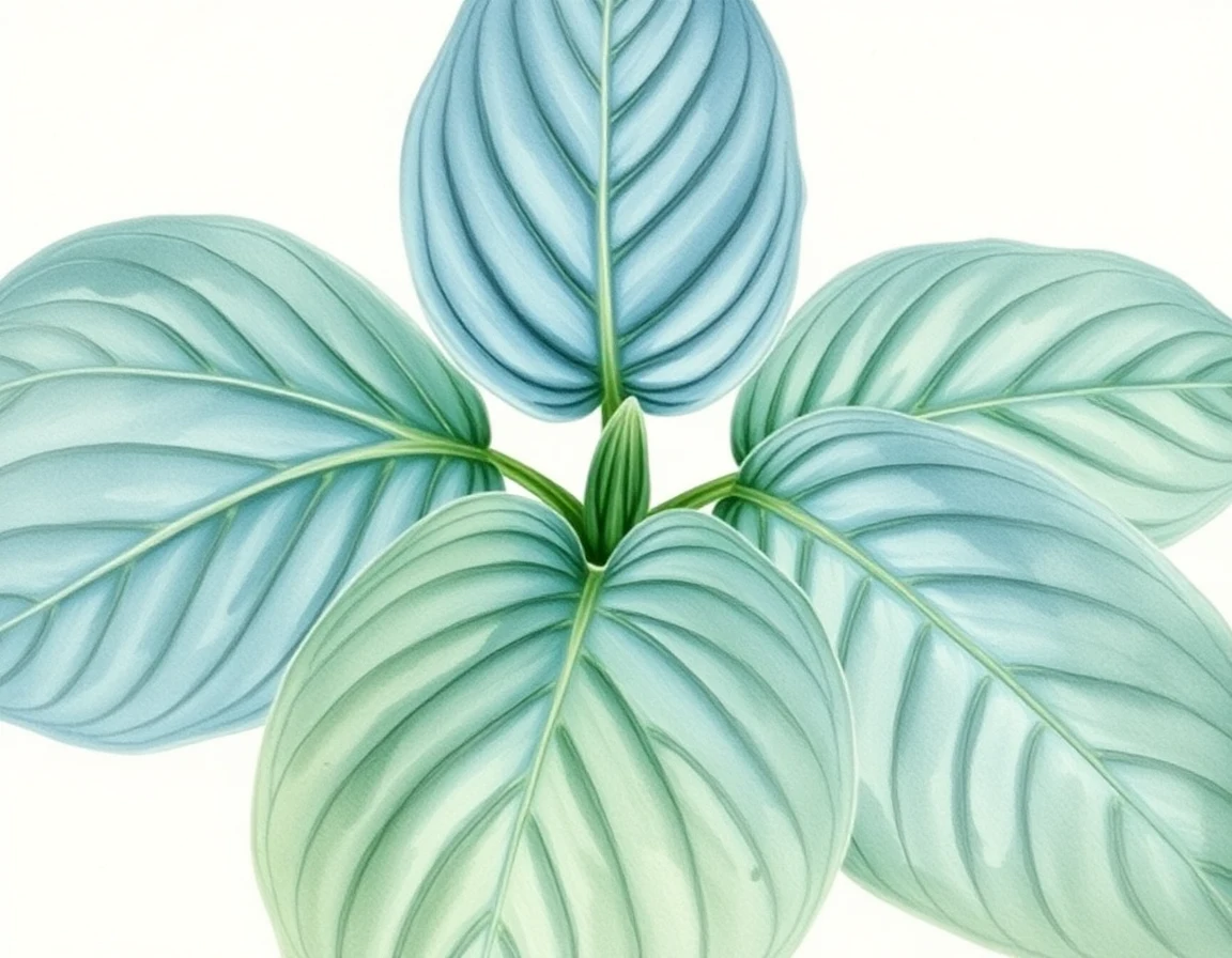 Watercolor illustration of Hosta 'Mastodon'