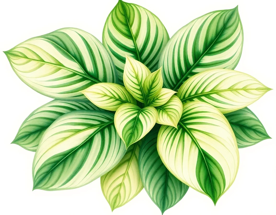 Watercolor illustration of Hosta 'Matthew J. Walton'