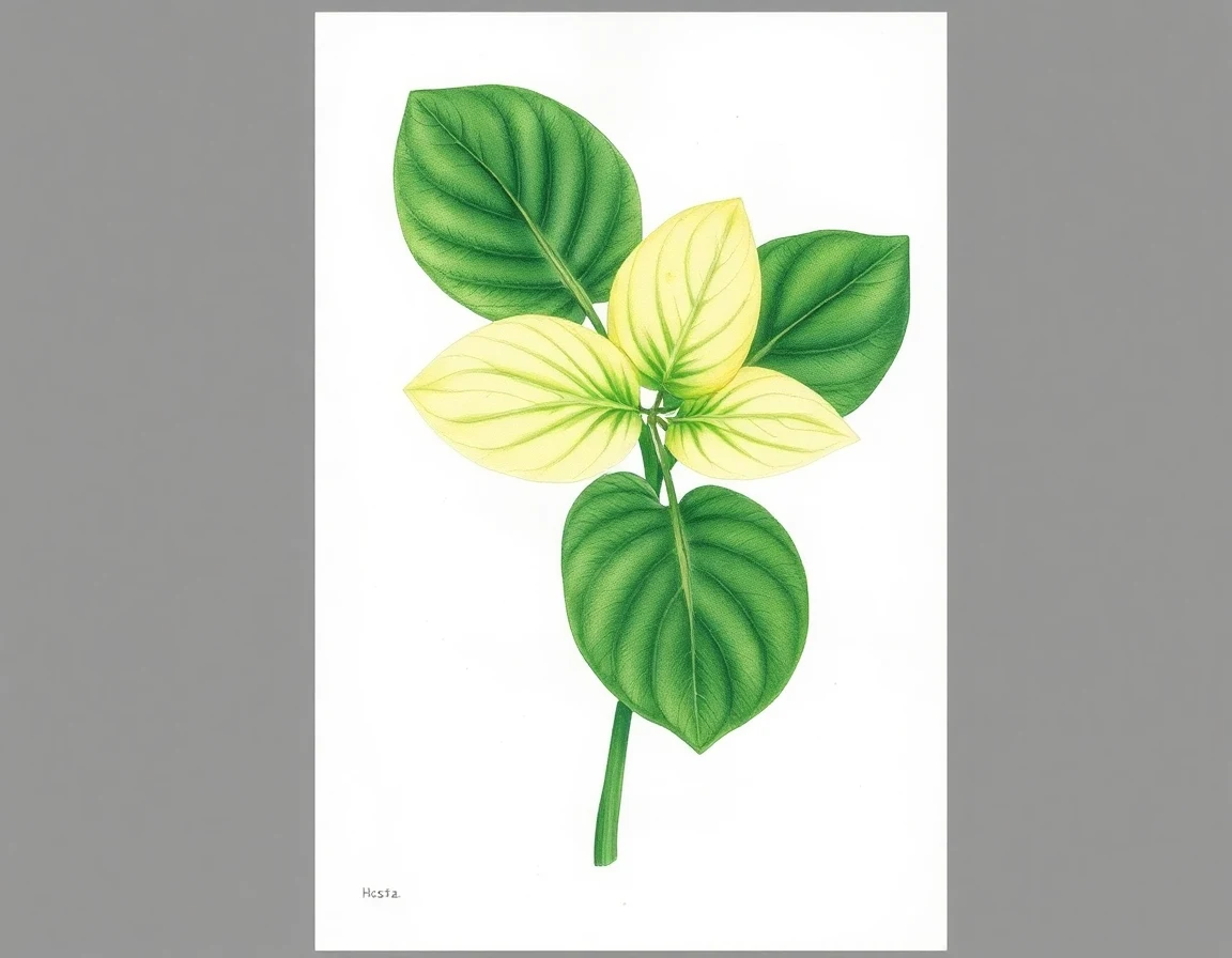 Watercolor illustration of Hosta 'Maui Rains'
