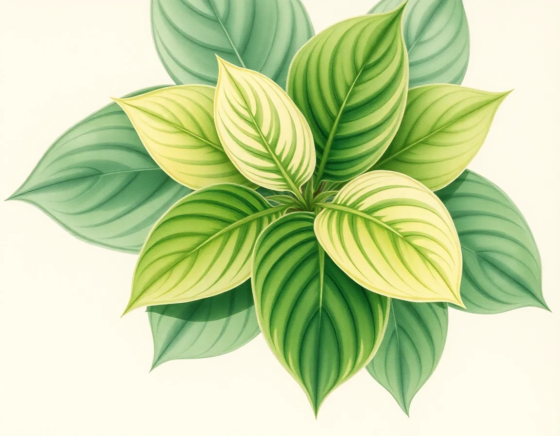 Watercolor illustration of Hosta 'Melissa Anne'