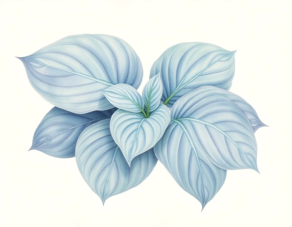 Watercolor illustration of Hosta 'Memories of Dorothy'