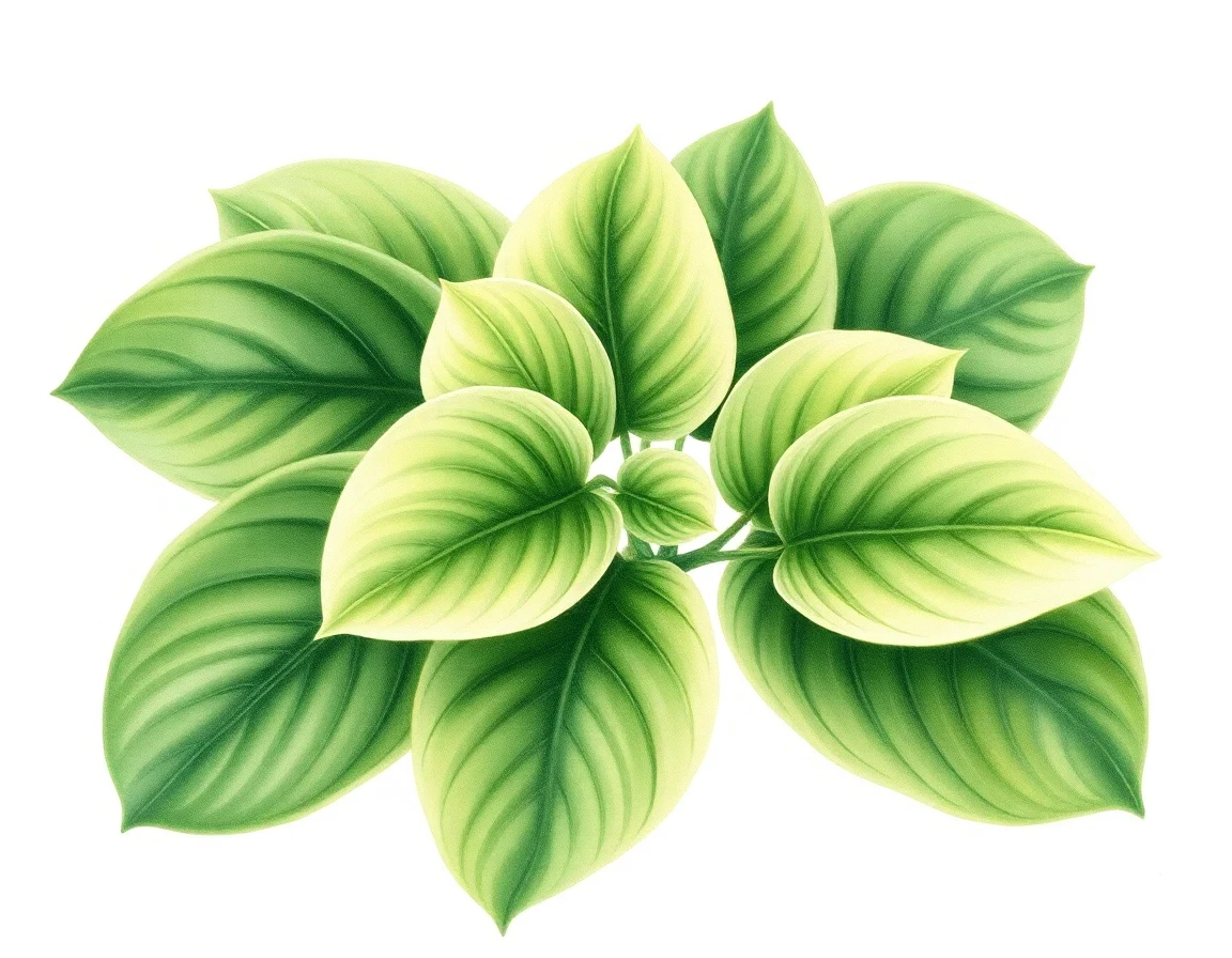 Watercolor illustration of Hosta 'Merry Christmas'