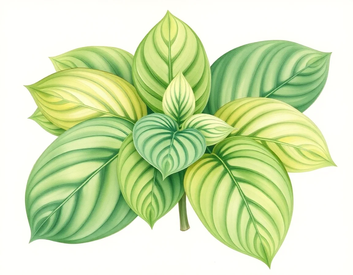 Watercolor illustration of Hosta 'Merry Go Round'