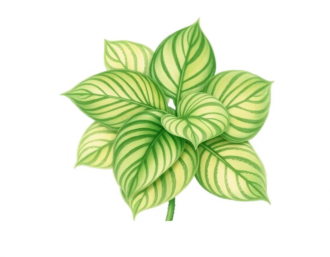 Watercolor illustration of Hosta 'Mesa Fringe'