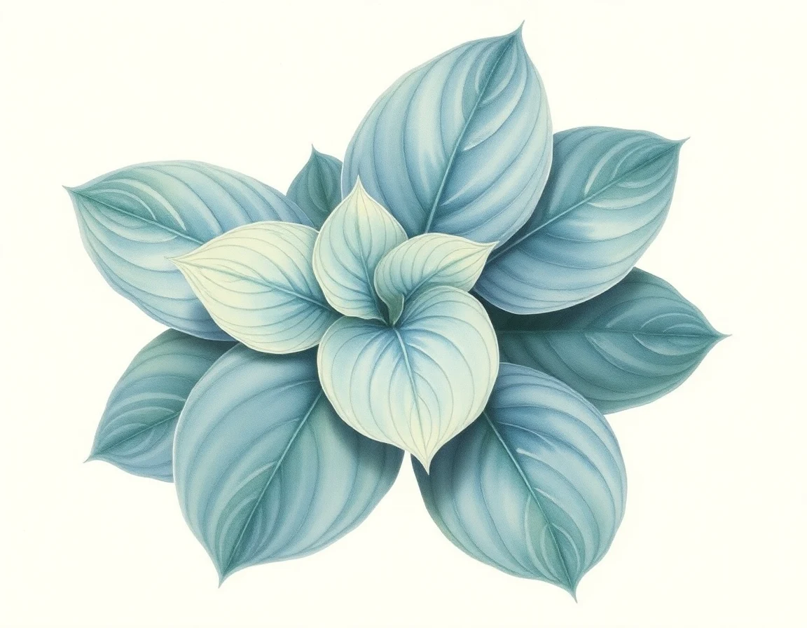 Watercolor illustration of Hosta 'Meteor Shower'