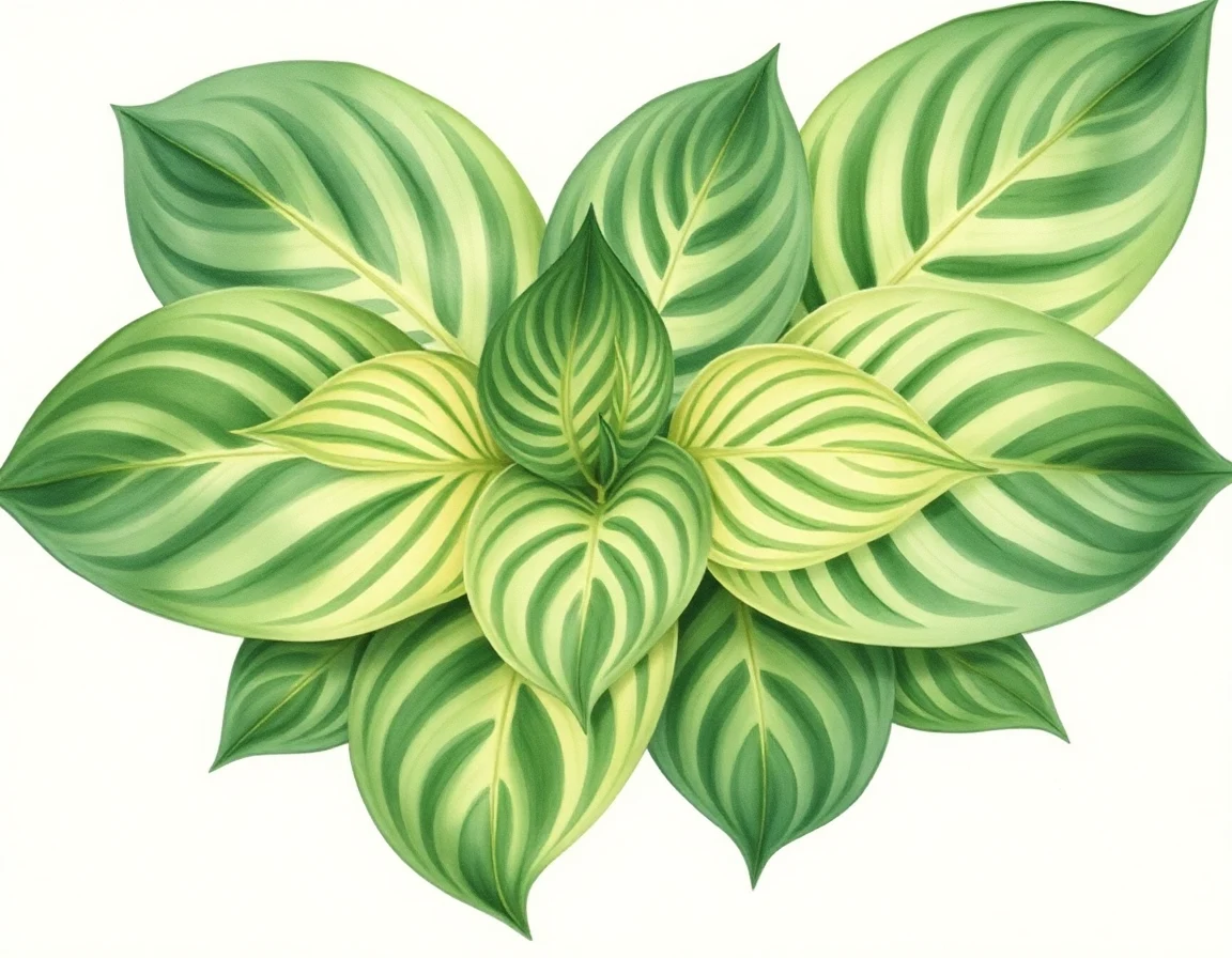 Watercolor illustration of Hosta 'Middle Ridge'