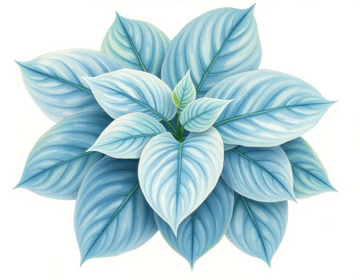 Watercolor illustration of Hosta 'Midnight Dream'