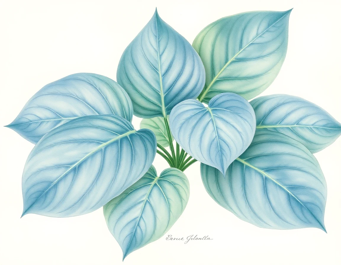 Watercolor illustration of Hosta 'Midnight Hour'