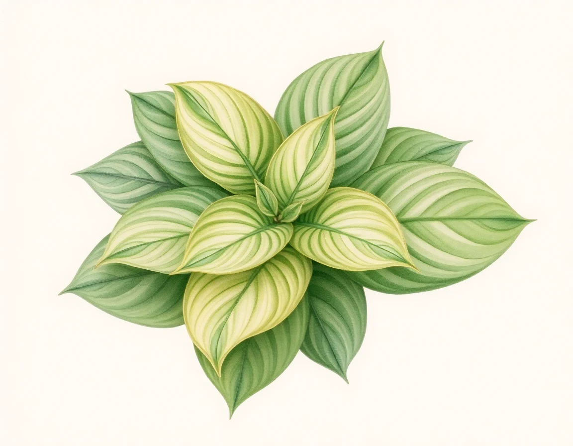 Watercolor illustration of Hosta 'Midnight Storm'