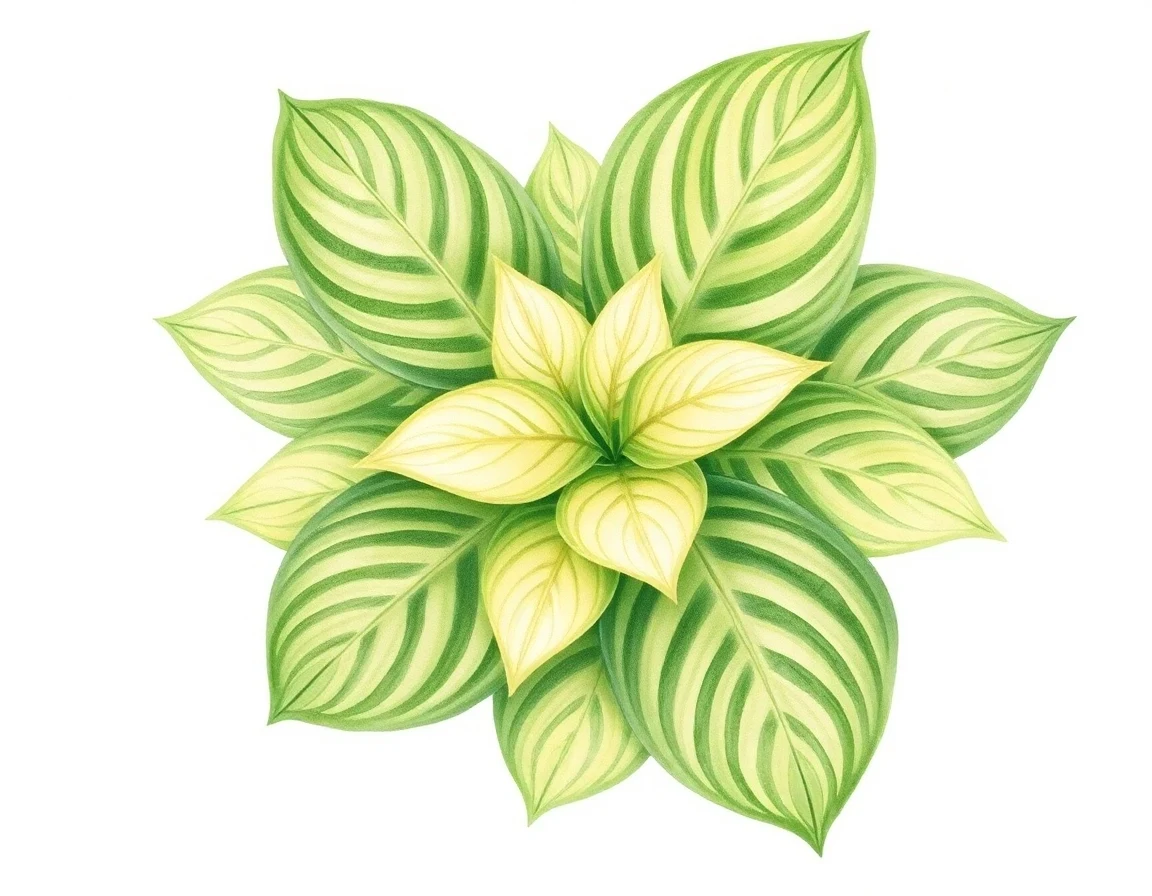 Watercolor illustration of Hosta 'Midsummer Night’s Green'