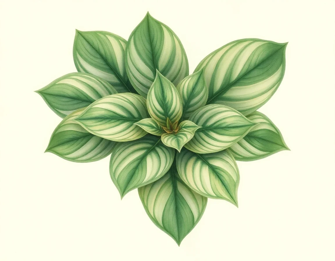 Watercolor illustration of Hosta 'Mighty Min'