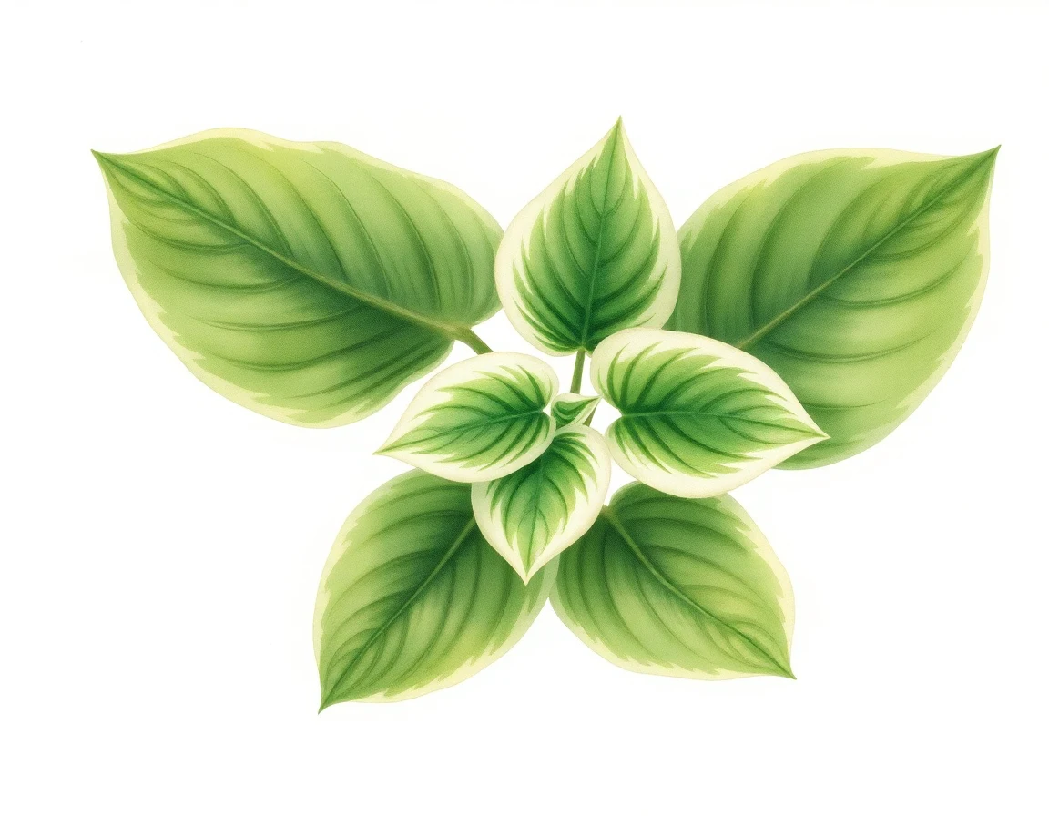 Watercolor illustration of Hosta 'Mighty Moe Supreme'