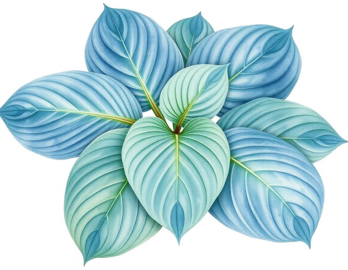 Watercolor illustration of Hosta 'Million Dollar Baby'