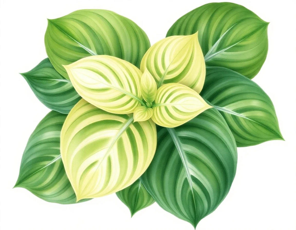 Watercolor illustration of Hosta 'Ming Jade'