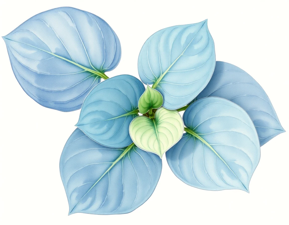 Watercolor illustration of Hosta 'Minna Blue'
