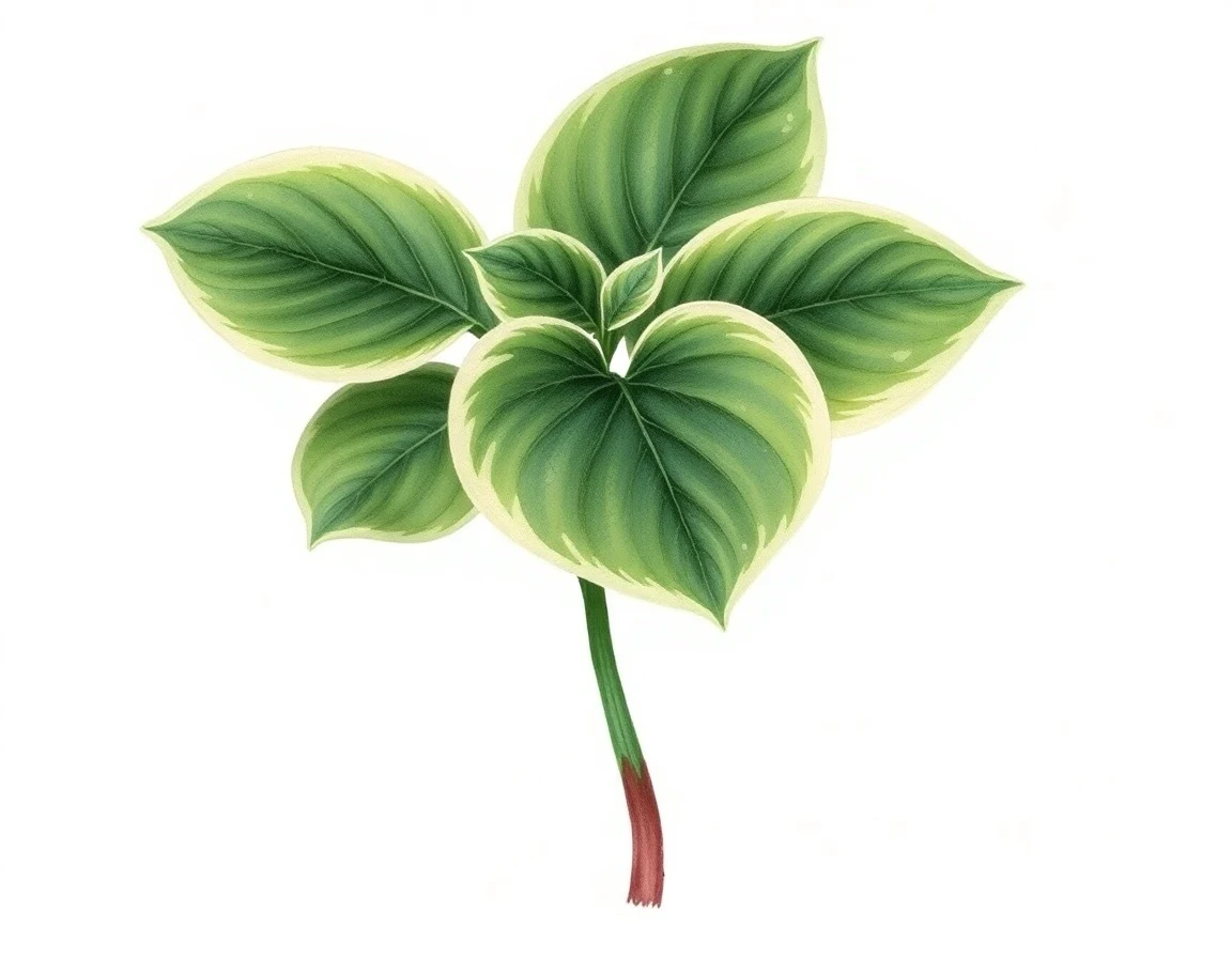 Watercolor illustration of Hosta 'Minute After a Rainy Sunset'