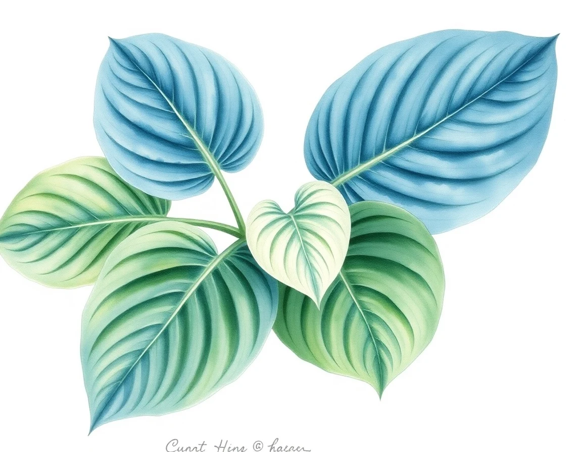 Watercolor illustration of Hosta 'Mischief'
