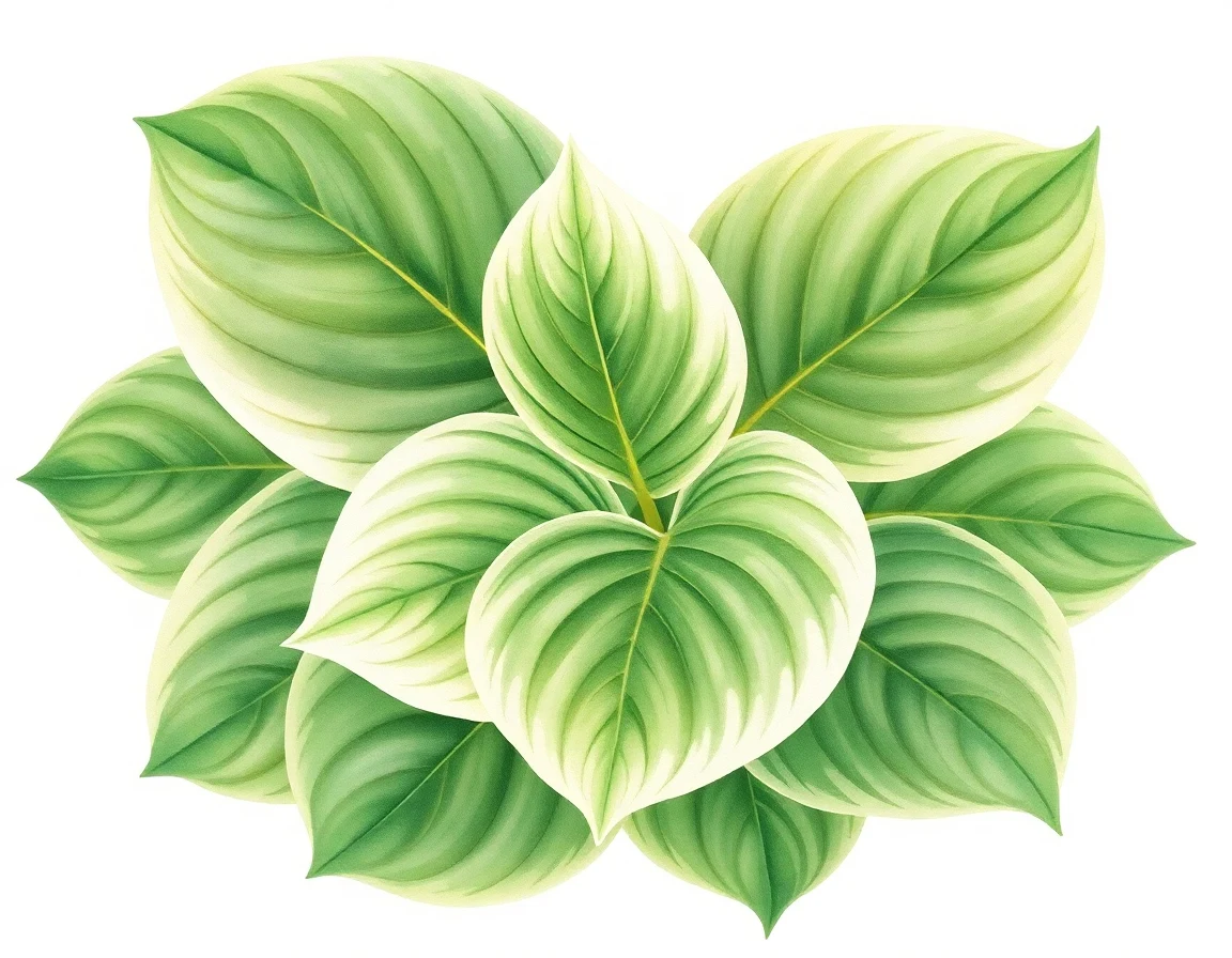 Watercolor illustration of Hosta 'Miss Saigon'