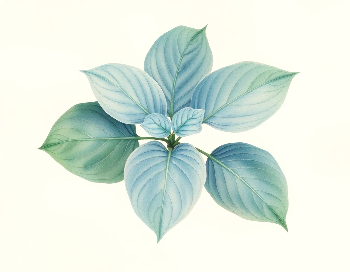 Watercolor illustration of Hosta 'Miss Tokyo'