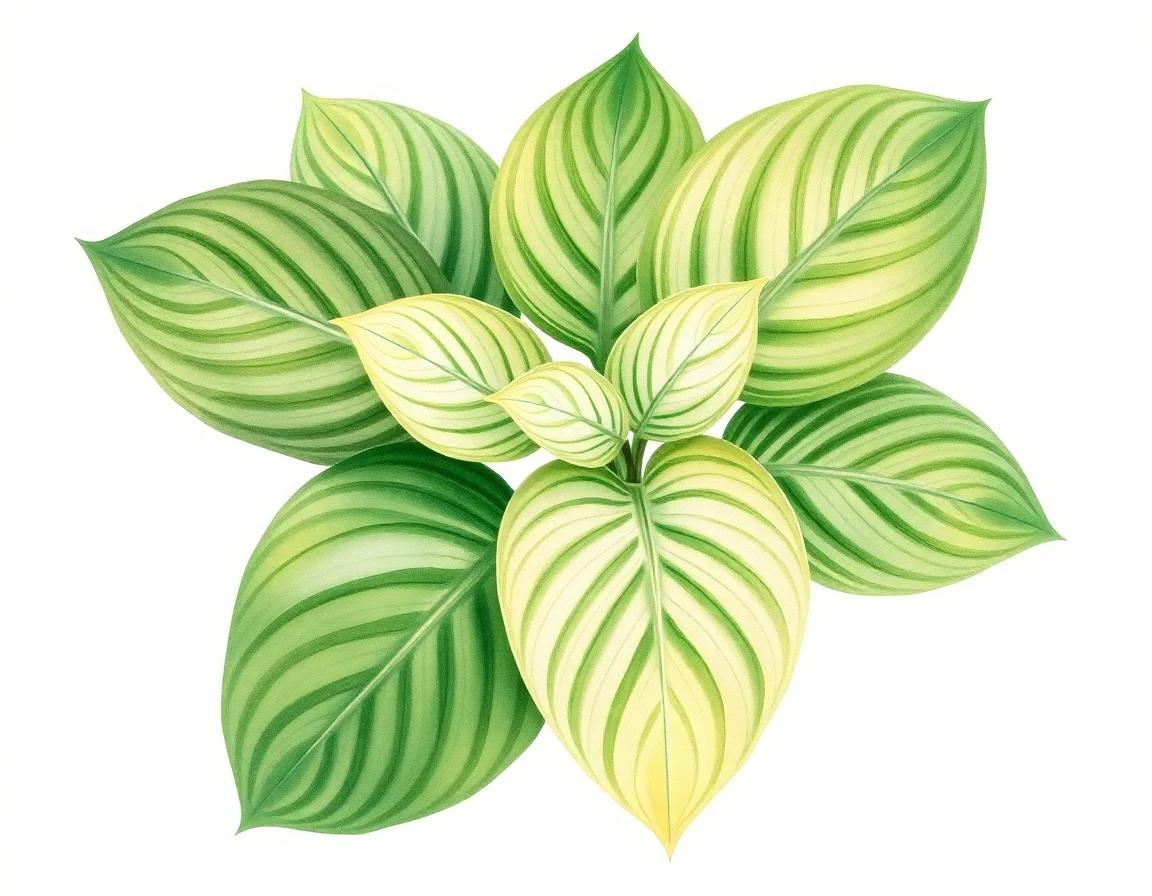 Watercolor illustration of Hosta 'Misty Gold'
