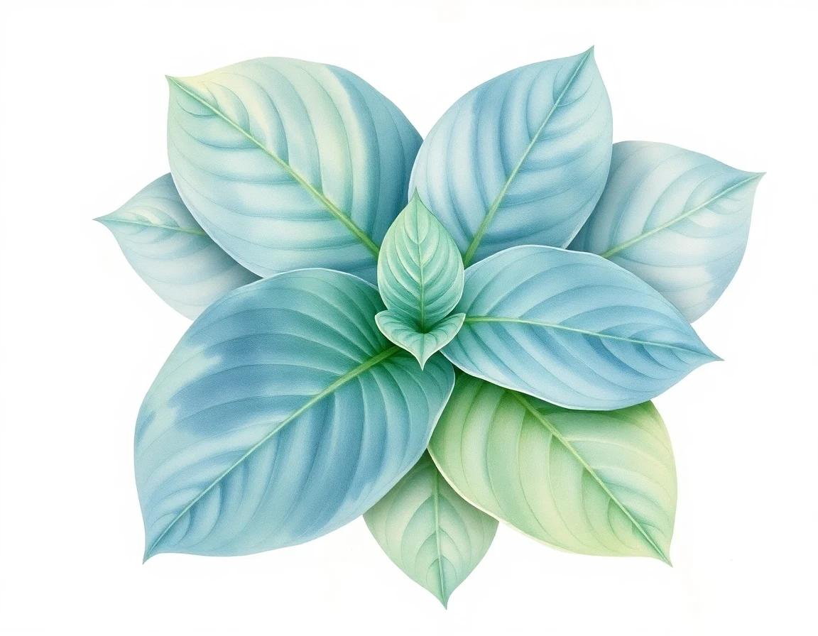 Watercolor illustration of Hosta 'Misty Regal'