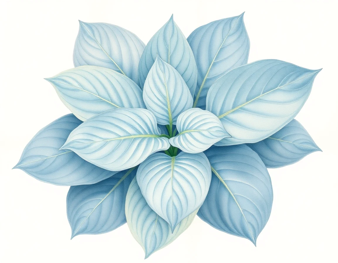 Watercolor illustration of Hosta 'Misty Waters'