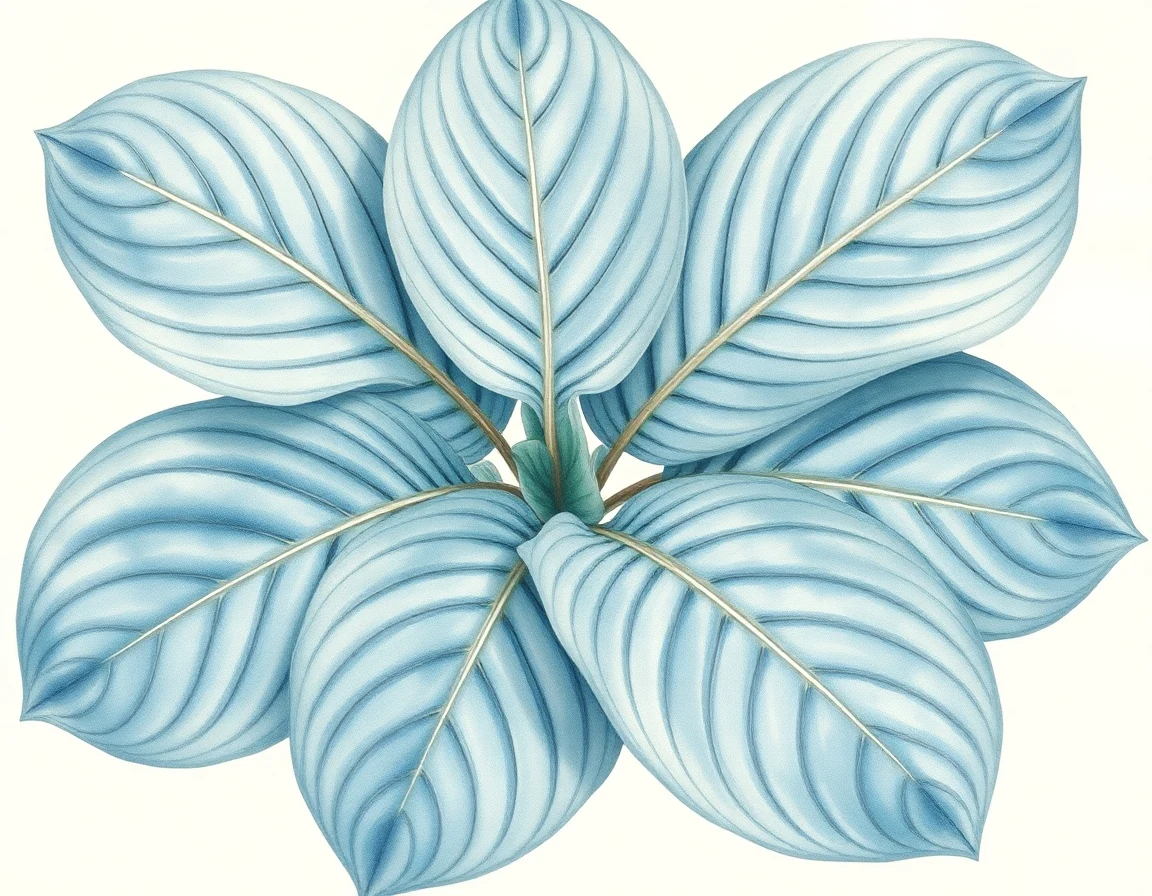 Watercolor illustration of Hosta 'Moby Dick'