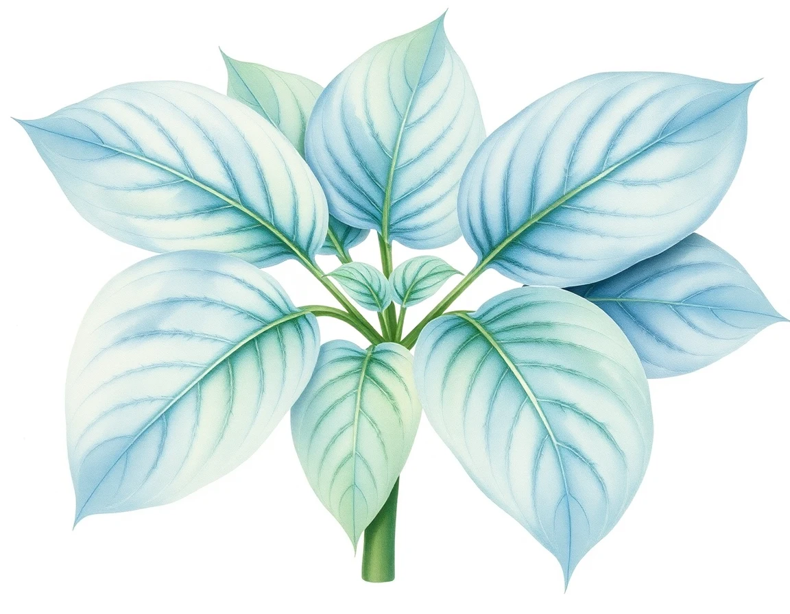 Watercolor illustration of Hosta 'Mohegan'