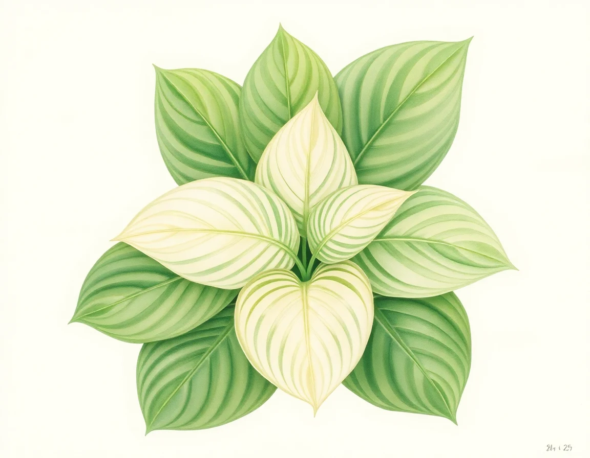 Watercolor illustration of Hosta 'Mojito'