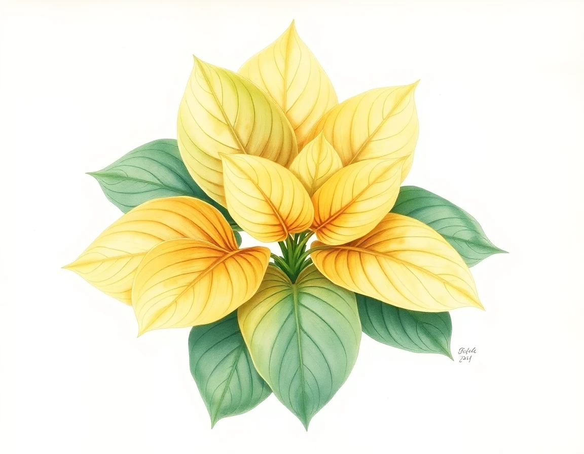Watercolor illustration of Hosta 'Monica's Golden Crinkles'