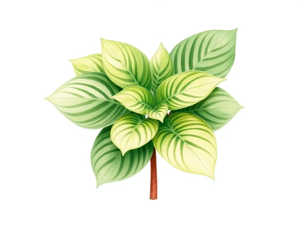Watercolor illustration of Hosta 'Monopoly'