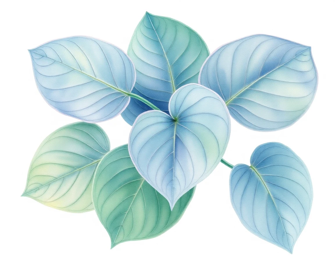 Watercolor illustration of Hosta 'Monty Python'
