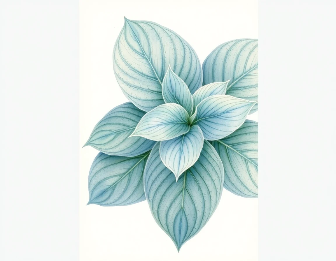 Watercolor illustration of Hosta 'Mood Indigo'
