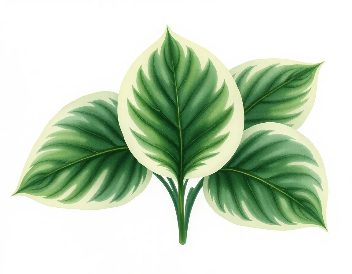 Watercolor illustration of Hosta 'Moon Dance'
