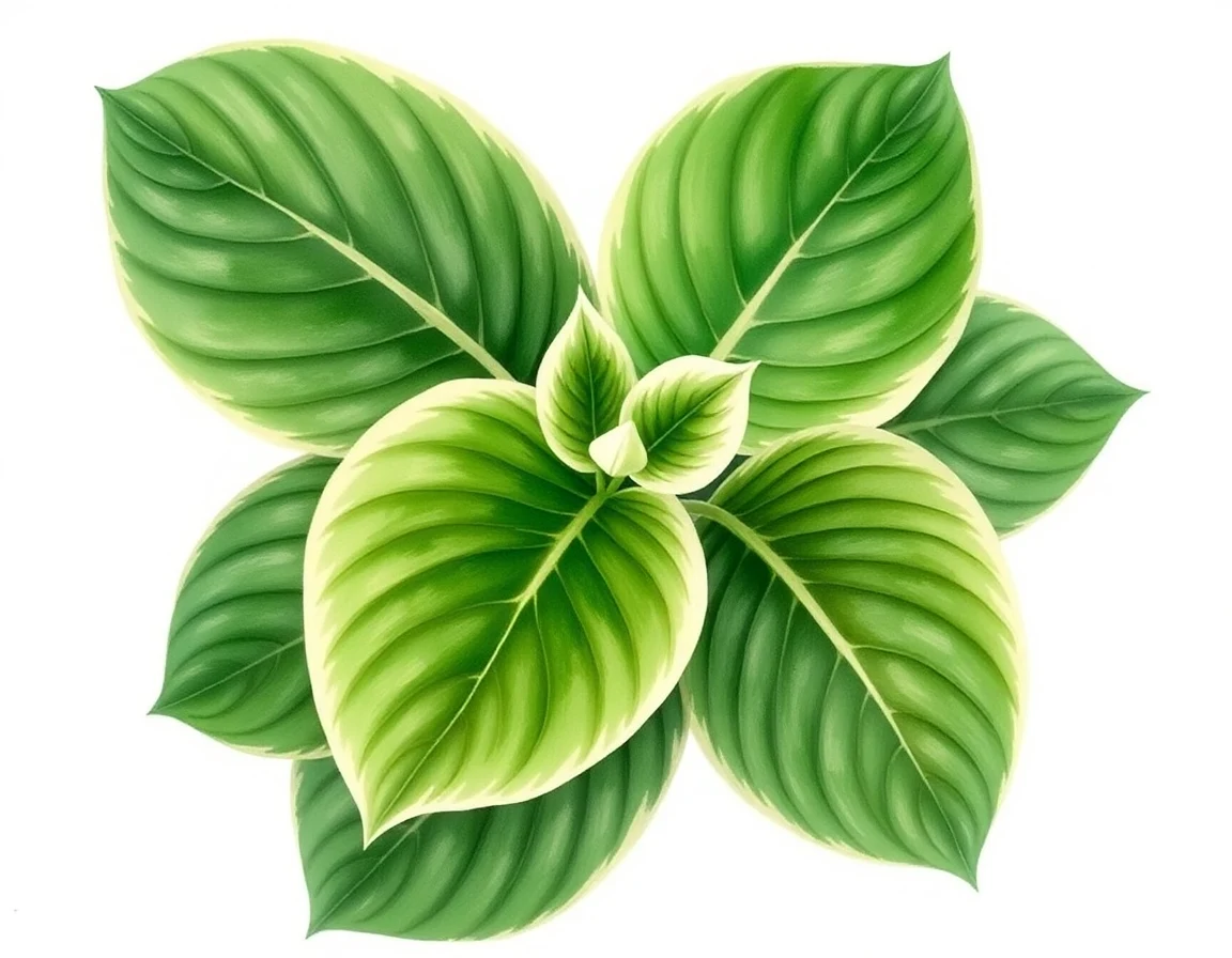 Watercolor illustration of Hosta 'Moon Glow'