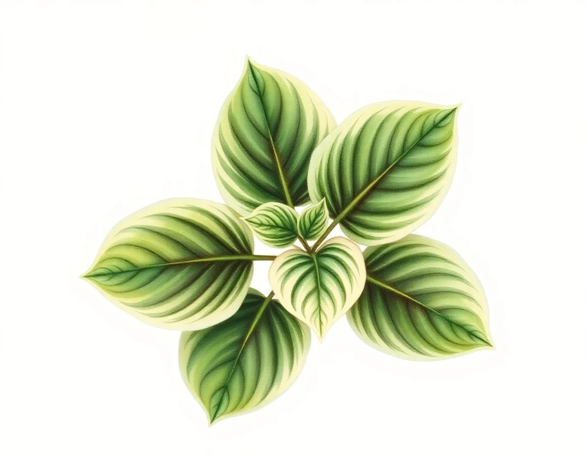 Watercolor illustration of Hosta 'Moon Shadow'