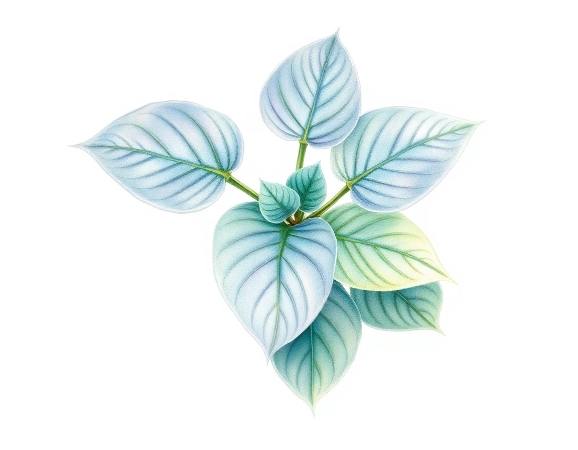 Watercolor illustration of Hosta 'Moongate Flying Saucer'