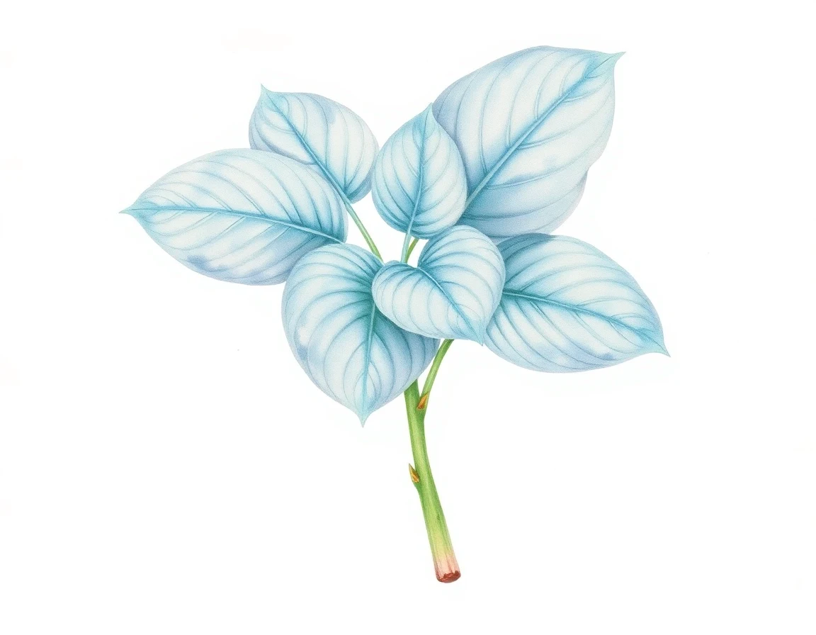 Watercolor illustration of Hosta 'Moonlight Mirage'