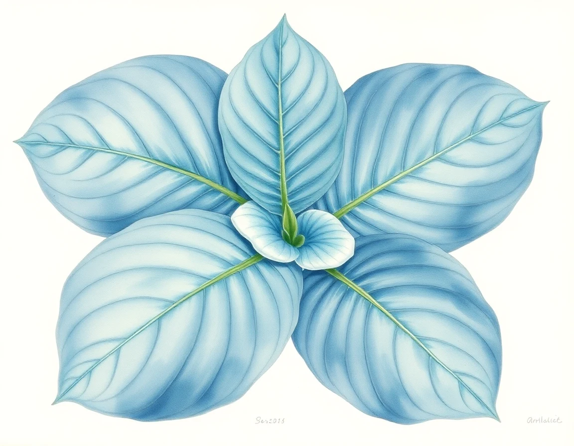 Watercolor illustration of Hosta 'Moonlight Sonata'