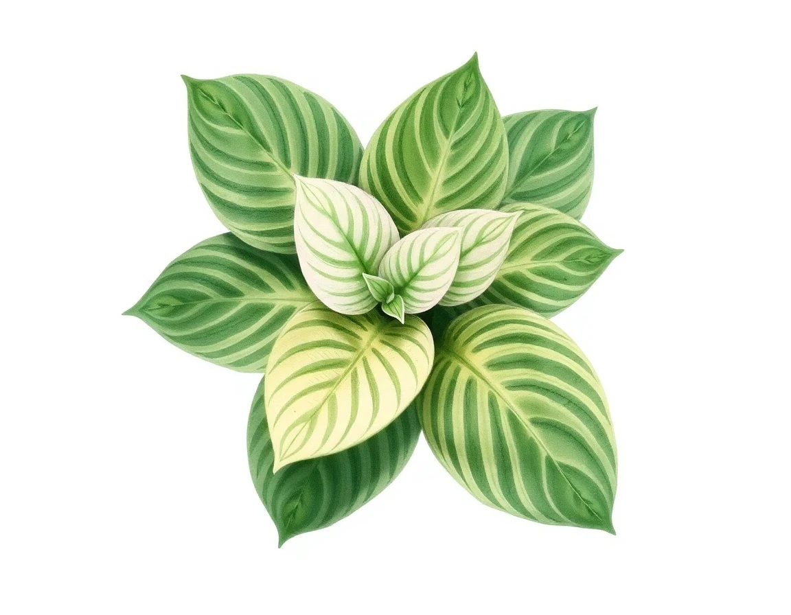 Watercolor illustration of Hosta 'Mop Top'