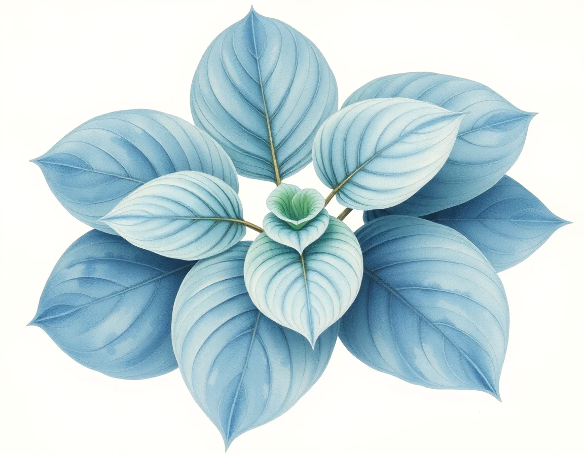 Watercolor illustration of Hosta 'Moscow Blue'